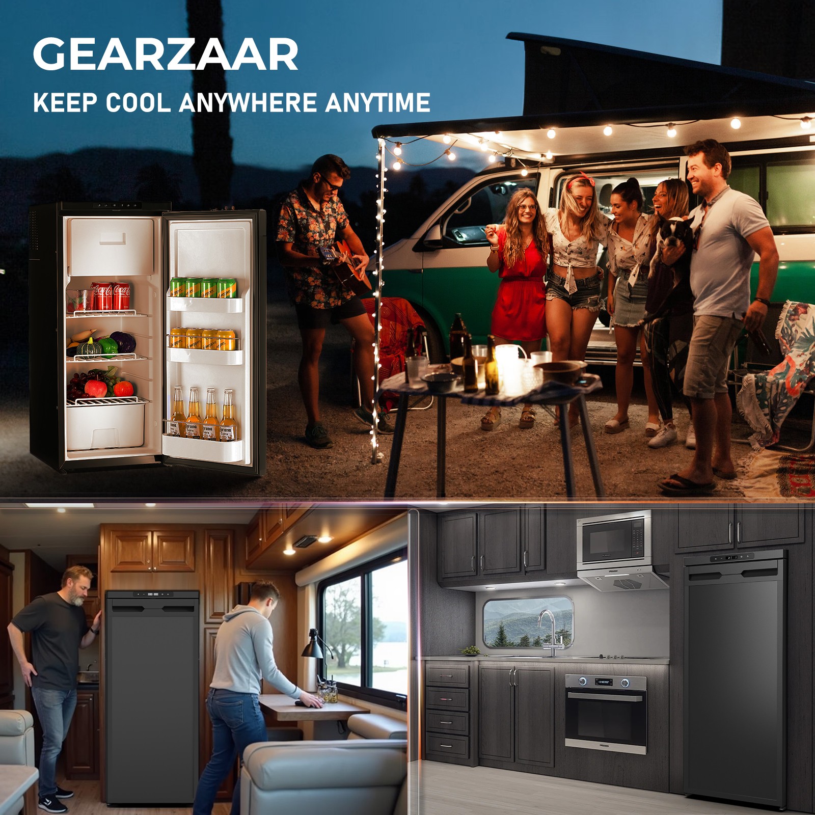 3.18 Cu.Ft Truck Fridge AC110V DC 12V/24V Portable RV Car Refrigerator Freezer