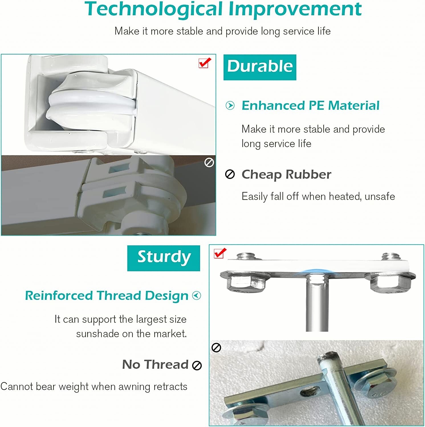 13'×10' Patio Awning Manual Retractable Outdoor Sun Shade Shelter Waterproof