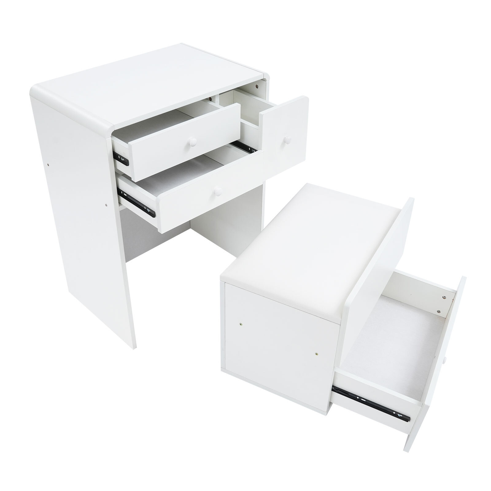 Makeup Vanity Desk with Wheels 60*40*78cm Corner Makeup Table for Compact Space