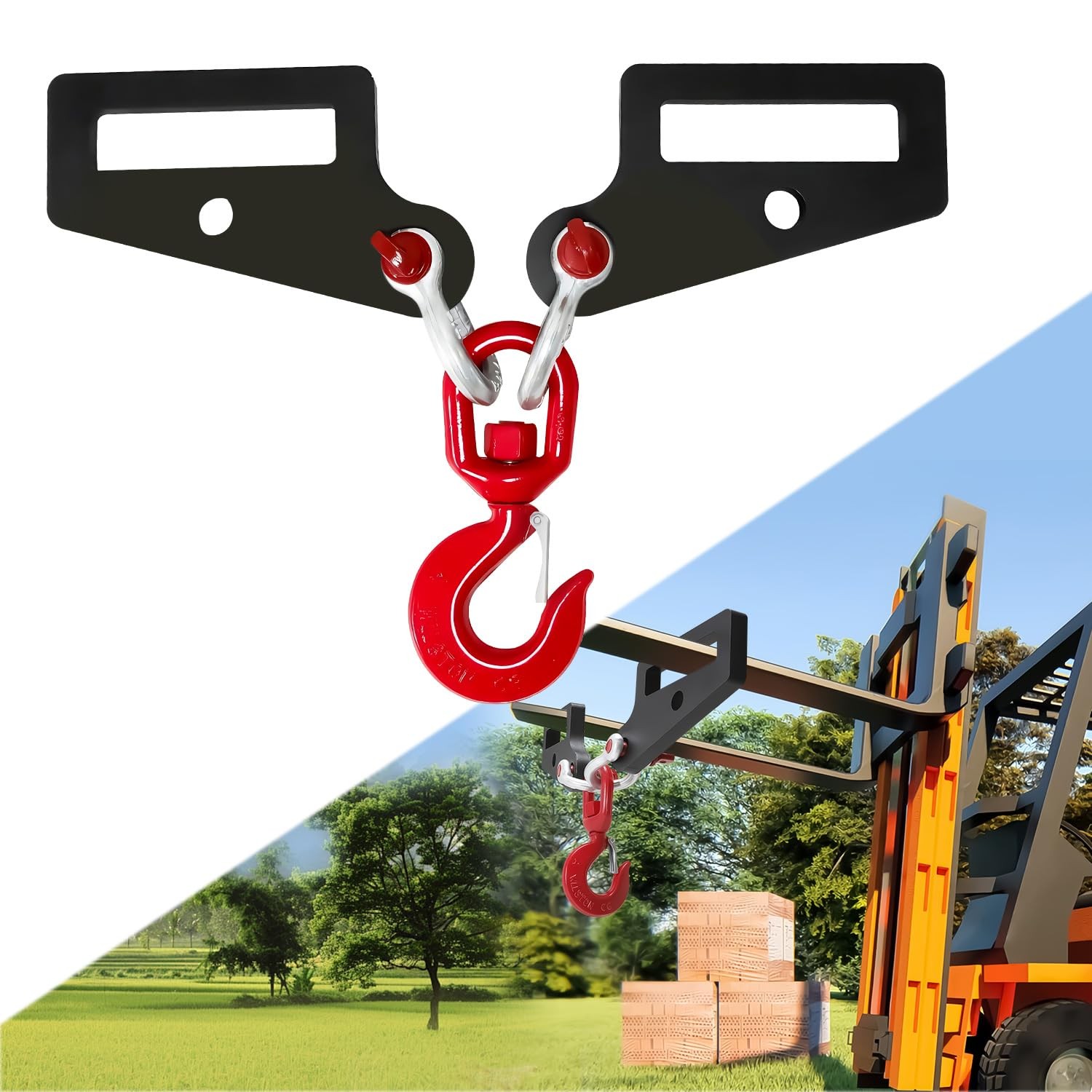 2-Pack Forklift Lifting Hook,Fork Lifting Attachment,Single Piece Load 6600 Lbs