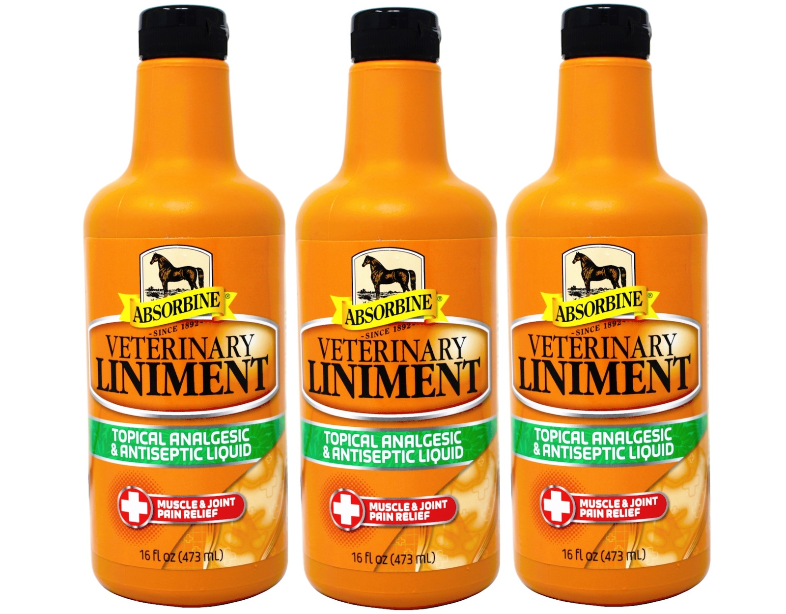 Absorbine Topical Analgesic Veterinary Liniment Muscle Pain Relief 16 oz  3 Pack