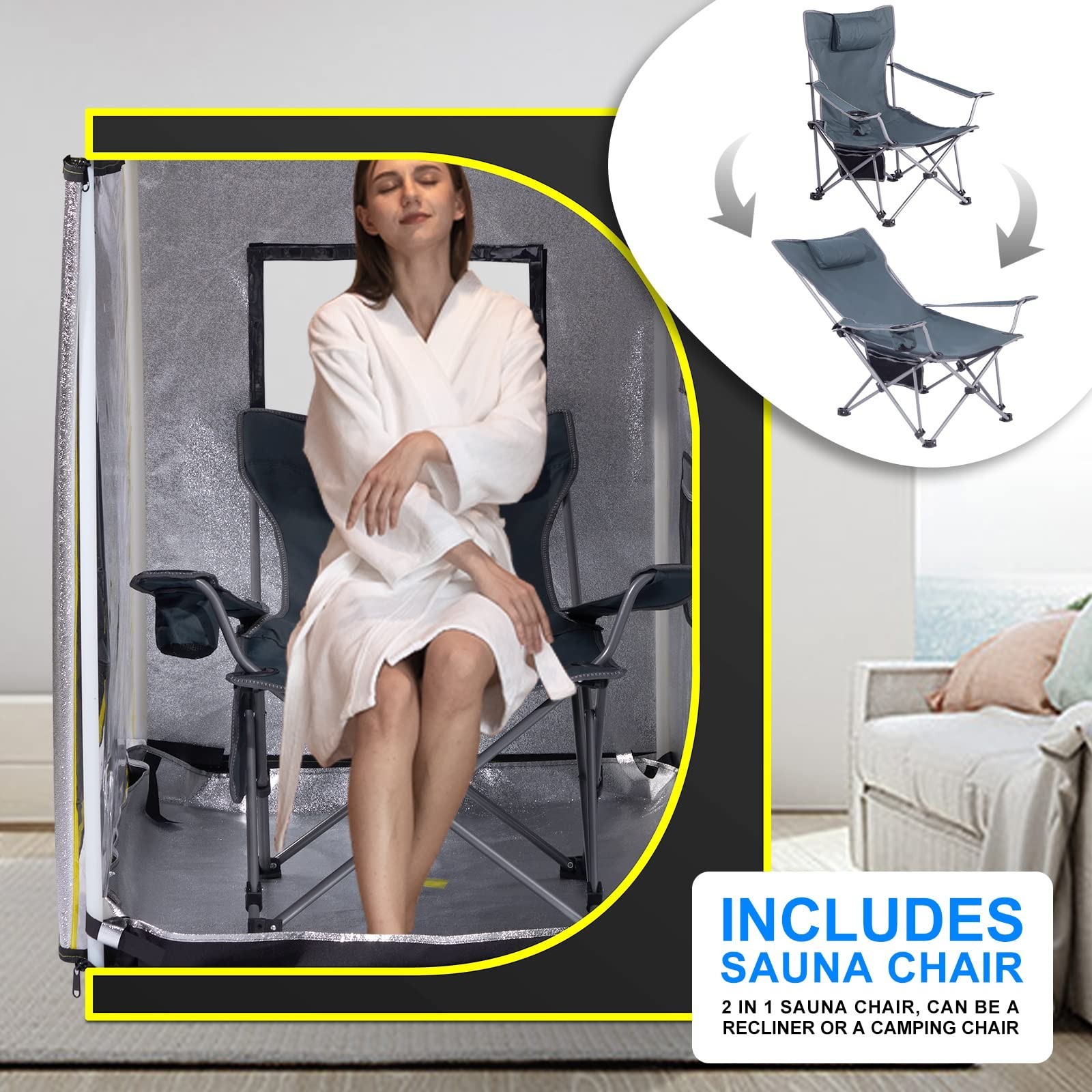 Portable Steam Sauna Tent Kit, Full Size Personal Sauna for Home Spa with Fol...