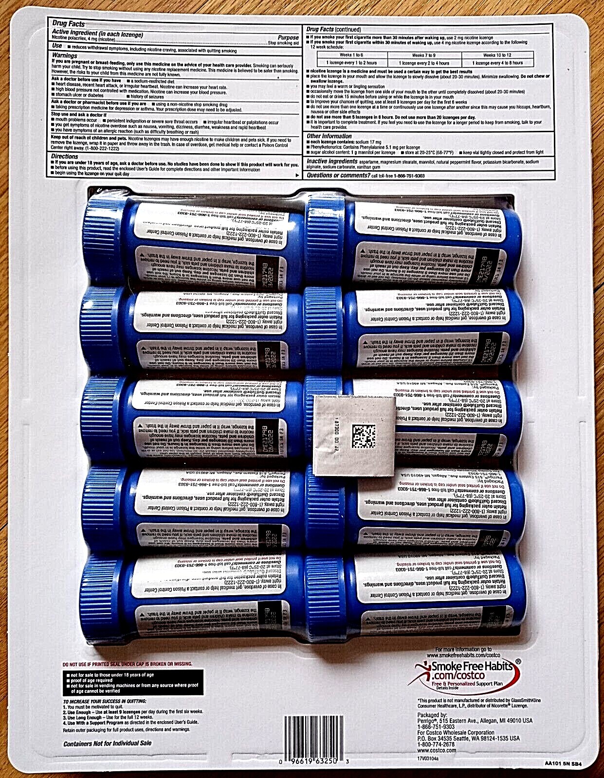 Kirkland Quit 4 mg Lozenge 270 Pieces Nicotine Polacrilex Stop Smoking Aid 03/25