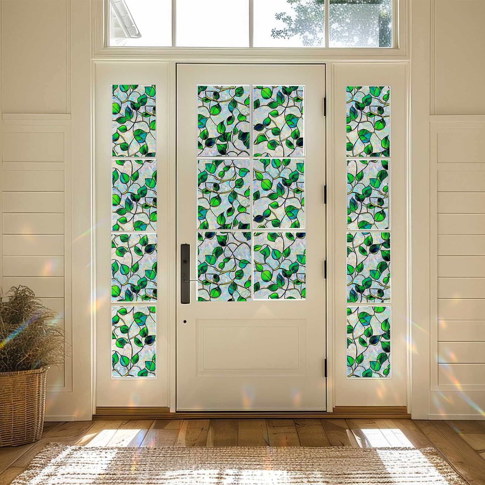 Window Privacy Film Stained Glass Decorative Static Clings Rainbow Window Tin...