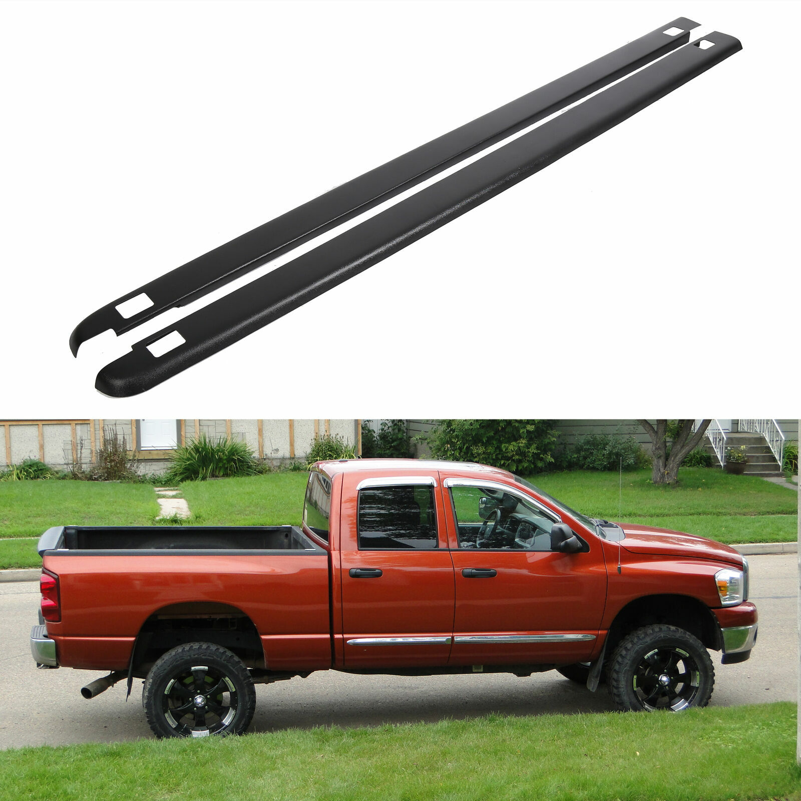 6'4" Bed Rail Cap w/Hole Top Cover Protector Fit 2002-2009 Dodge Ram 1500/2500