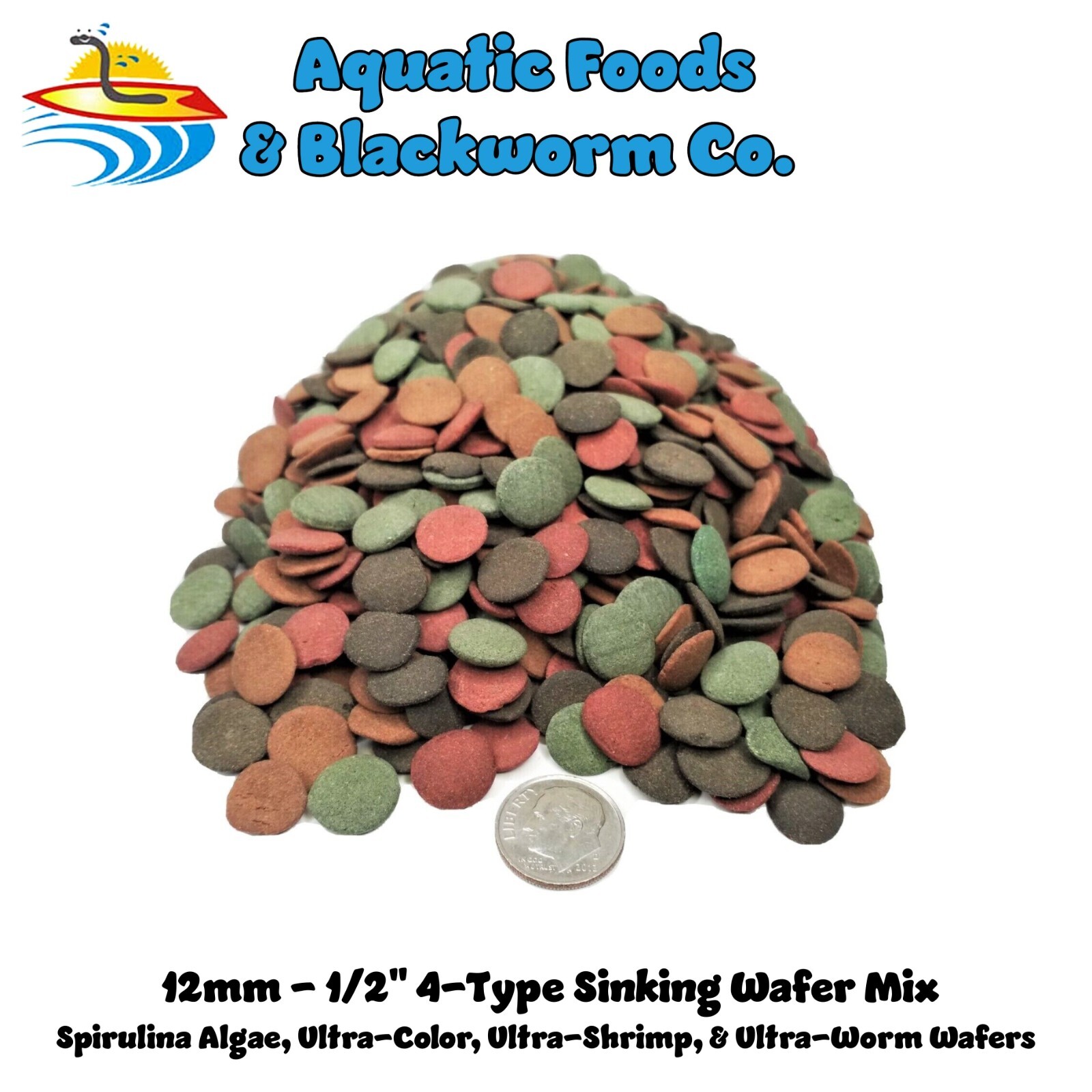 4-Type Wafer Mix of Spirulina, Ultra-Worm, Ultra-Shrimp, Ultra-Color Enhancing