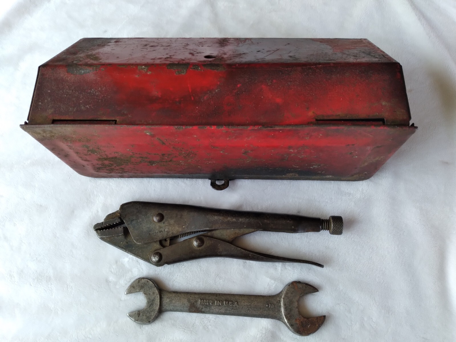 Vintage Tractor Toolbox with Tools Rich-Con Drop Forged Red