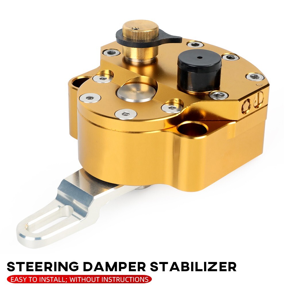 CNC Steering Damper Stabilizer Universal Reversed Safety Control Adjustable Gold