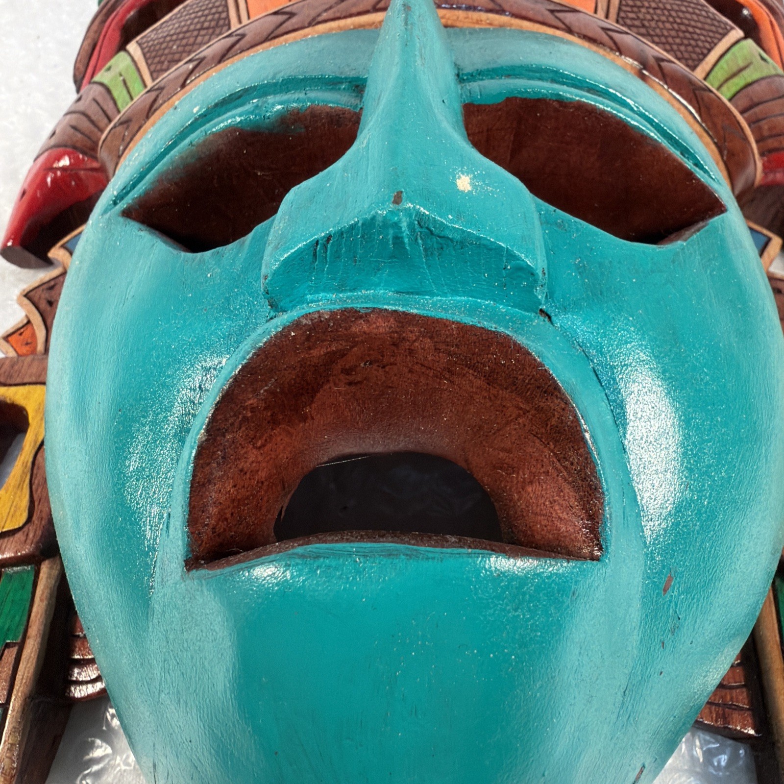Hand-Carved Wooden Mayan Mask From Mexico