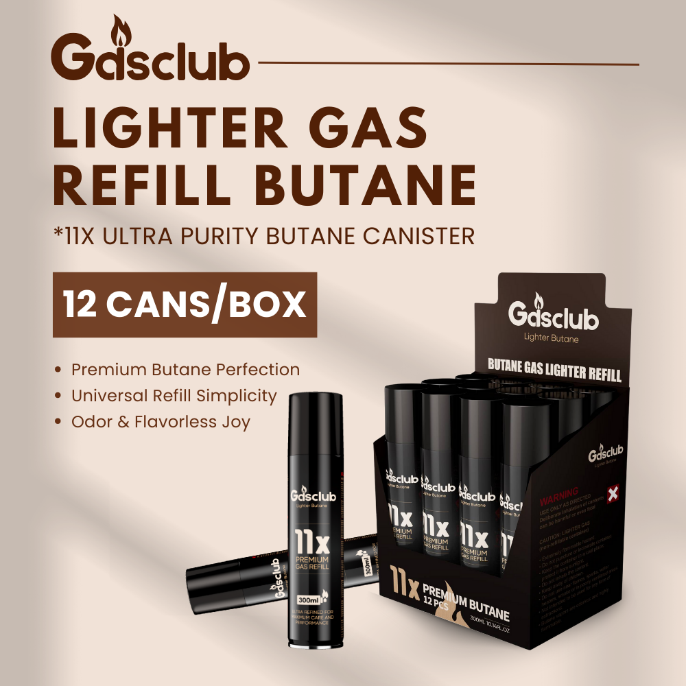 11X Refined Butane Lighter Gas Fuel Refill Gasclub 300ML 10.14 oZ Cartridge