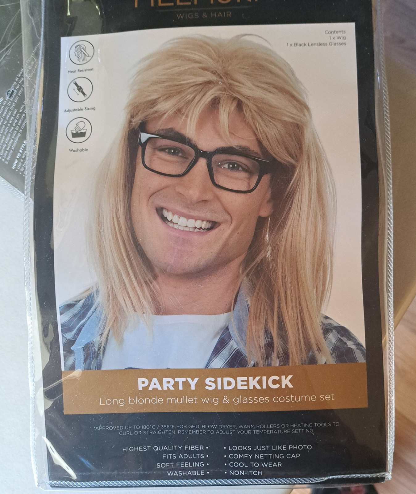 Waynes World Duo Wig Costume Garth & Wayne Cosplay NWT