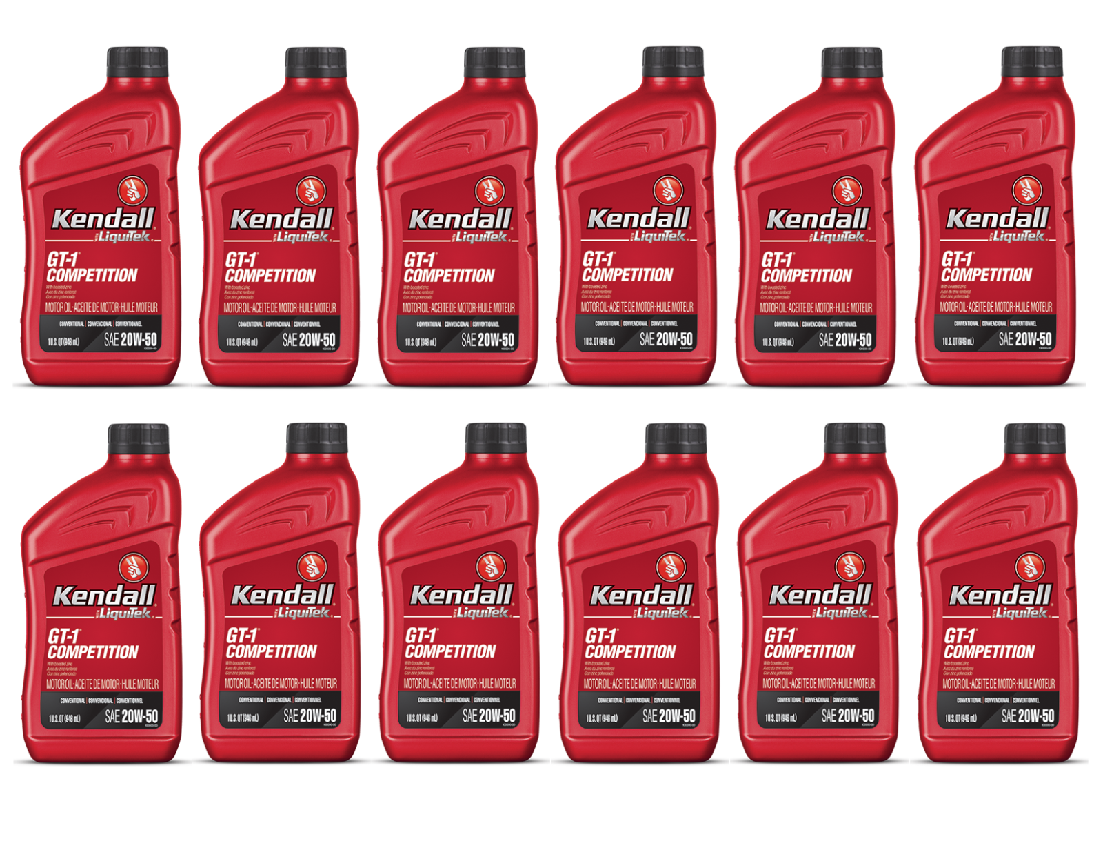 Kendall Titanium 20W50 GT-1 Competition Motor Oil Case of 12 - 1 Quart Bottles
