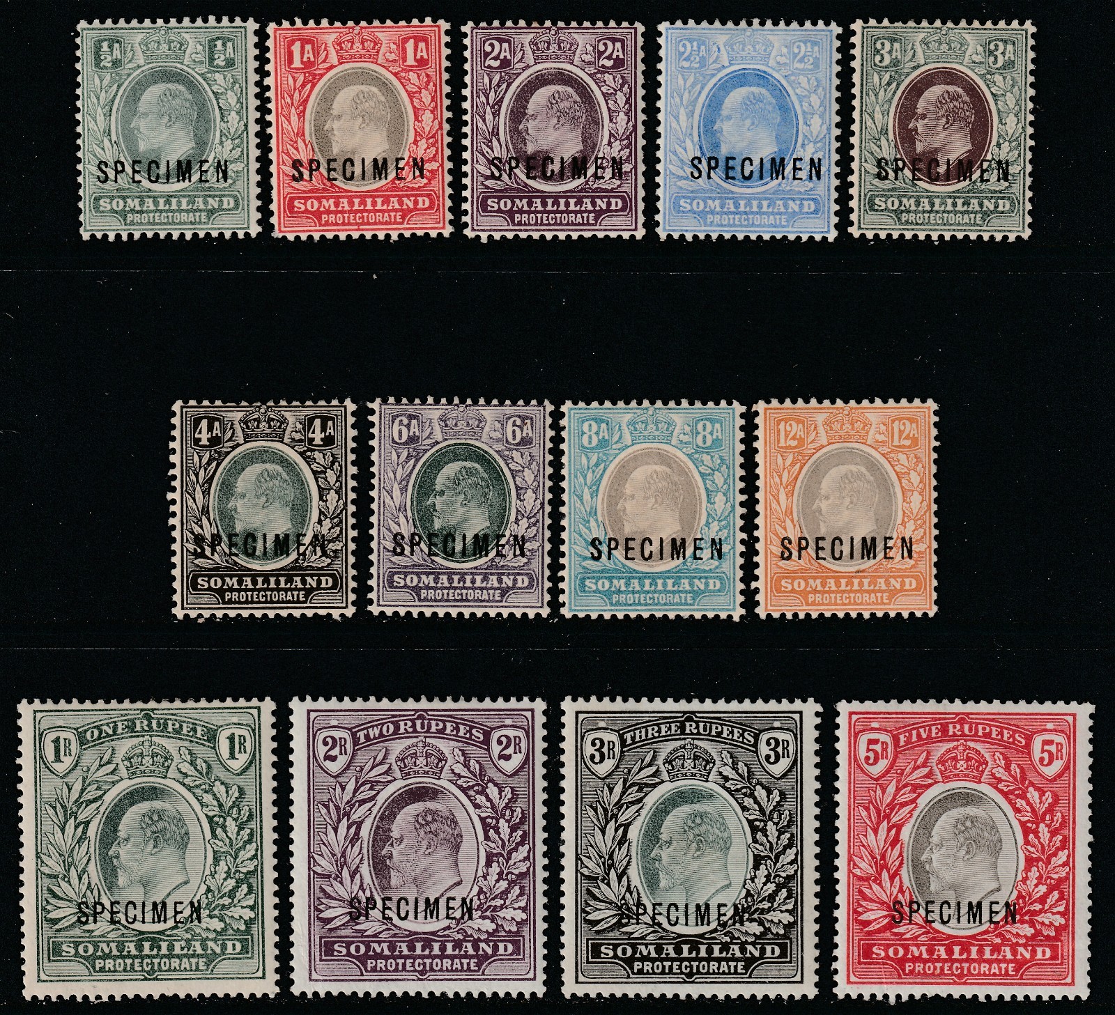 EDVII 04  SOMALILAND PROT 04 SPECIMEN set fresh vlmm cat £275 top quality