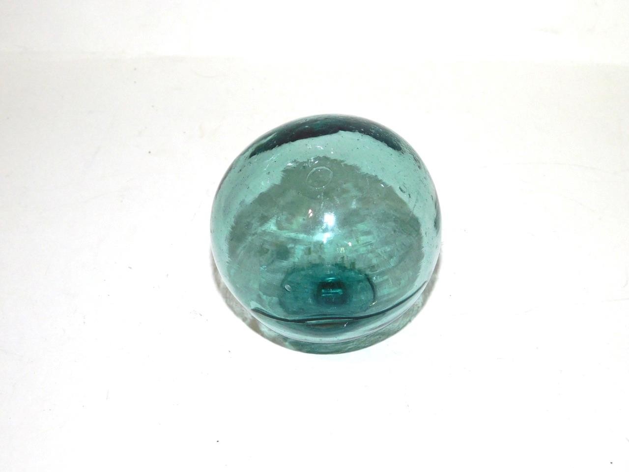 Vtg Glass Japanese Fish Float Swirl 3.5" G Makers Mark Alaska Found Fishing