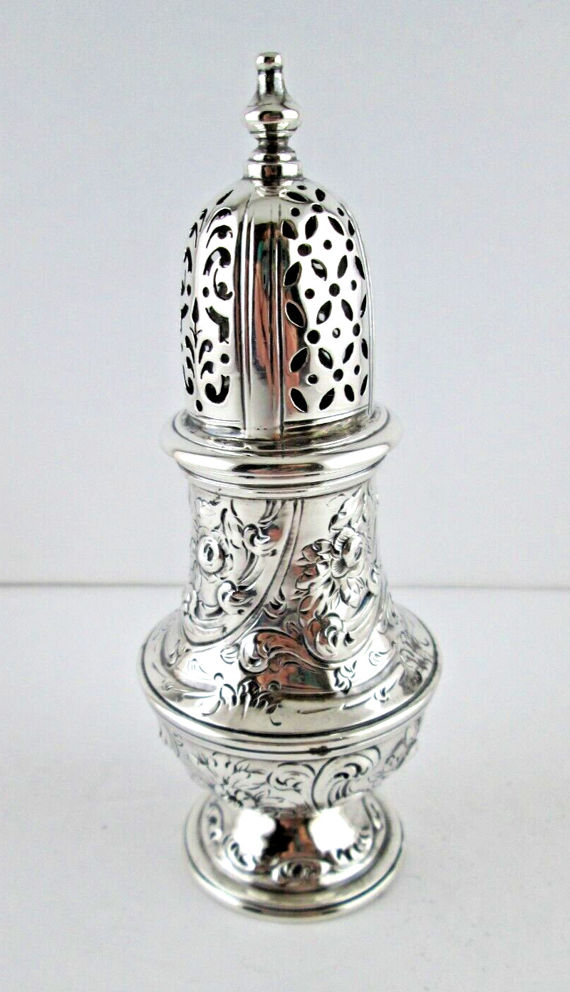 Impressive 1737-8 English Early Georgian Sterling Silver Caster Shaker Muffineer