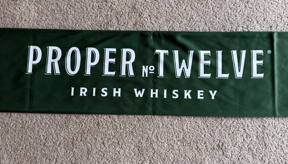 Proper Twelve Irish Whiskey Fringed Scarf Green and White NEW