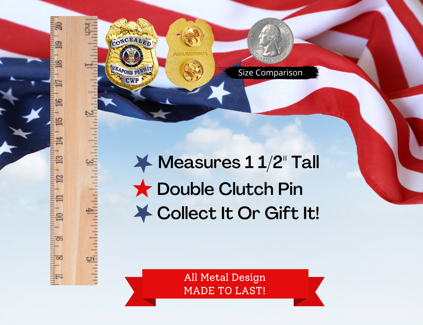 Concealed Weapon Permits Pin - Second Amendment Novelty - Eagle Patriotic Pin