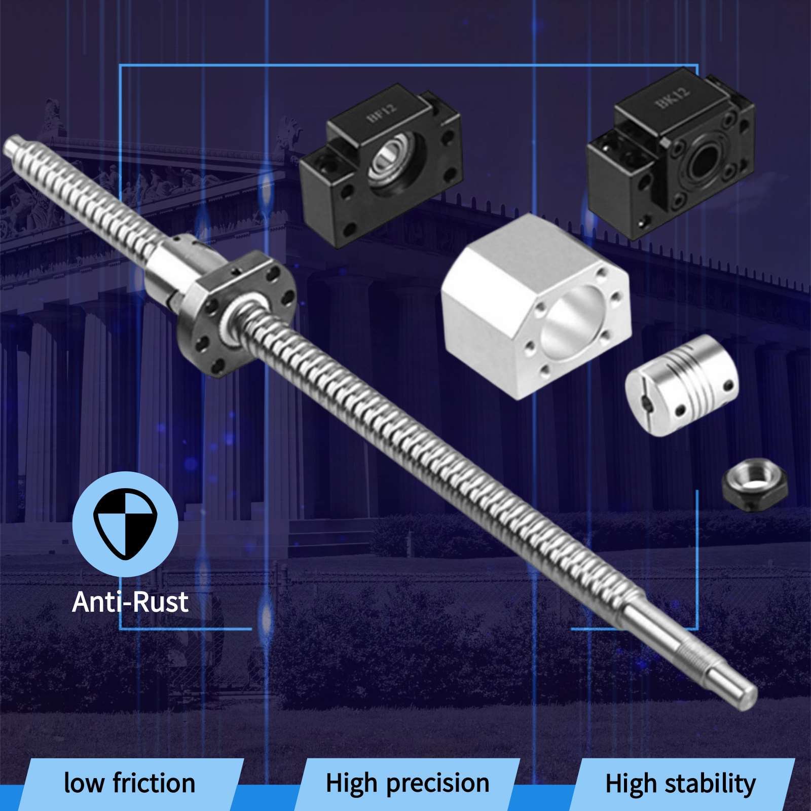HGR15/HGR20/HGR25 Linear Guide Rail +SFU1605 Ballscrew with nut 200mm-2200mm Set