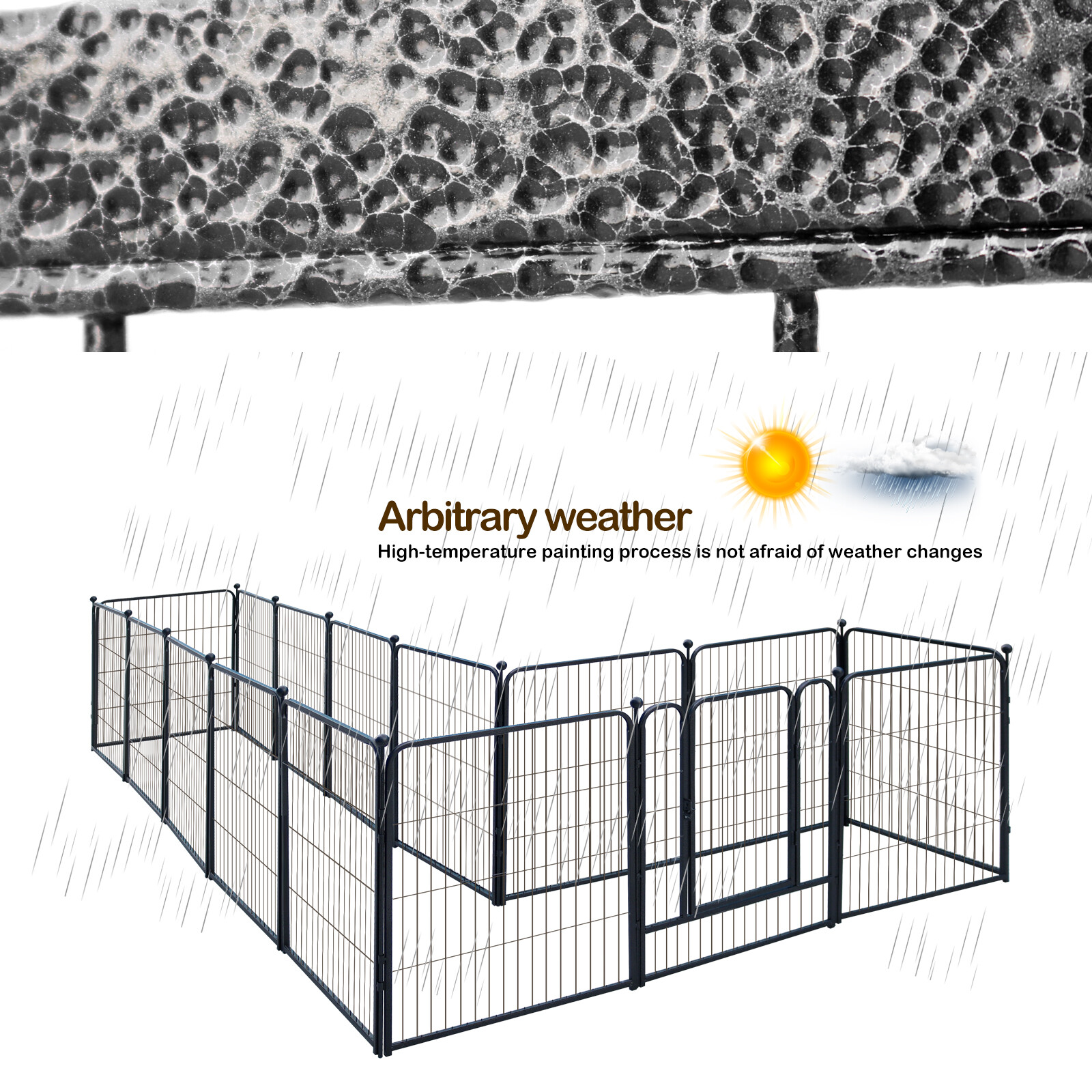 Dog Playpen ,32in Rust-Resistant Anti-Rust Exercise Dog Fence- Portable Playpen