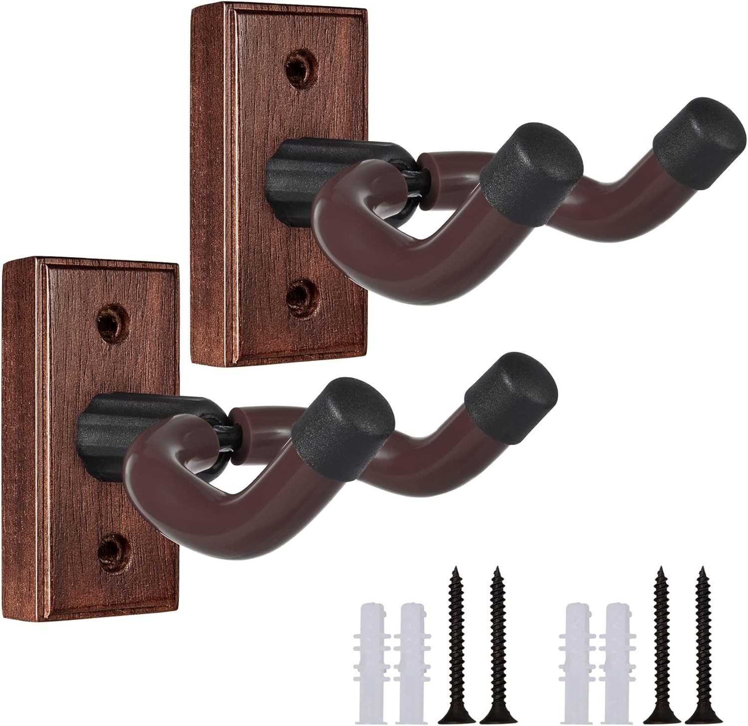 Guitar Wall Mount 1 or 2 Pack Wood Guitar Hanger for Safe Storage and Display