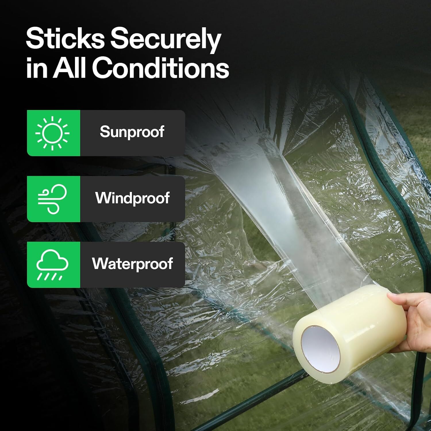 VIVOSUN 6"x108FT Greenhouse Damage Repair Tape, Clear Repair Poly Film Patch