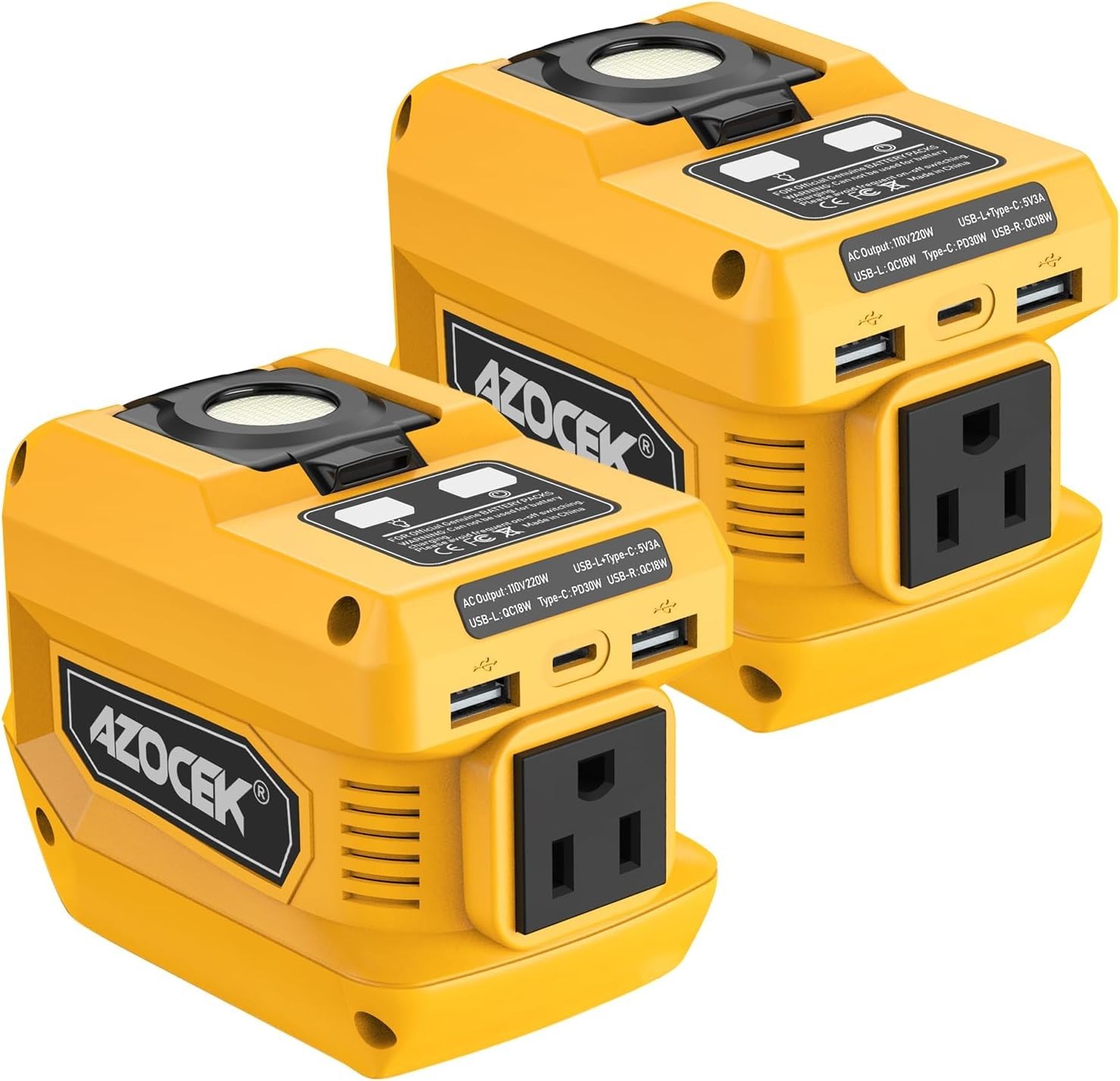 2 Pack Power Inverter 220W , 20V to 110V AC Compatible with Dewalt 20V Battery