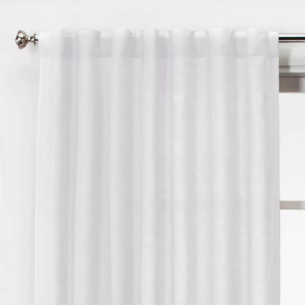 Threshold Light Filtering 100% Linen Single White Curtain Panel 54" x 95"
