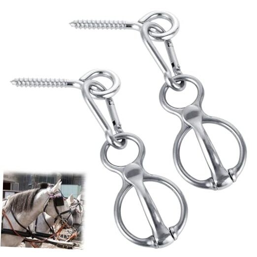 SHUESS 2 Pack Horse Tie Ring, Blocker Tie Ring for Horses, Horse Tack and