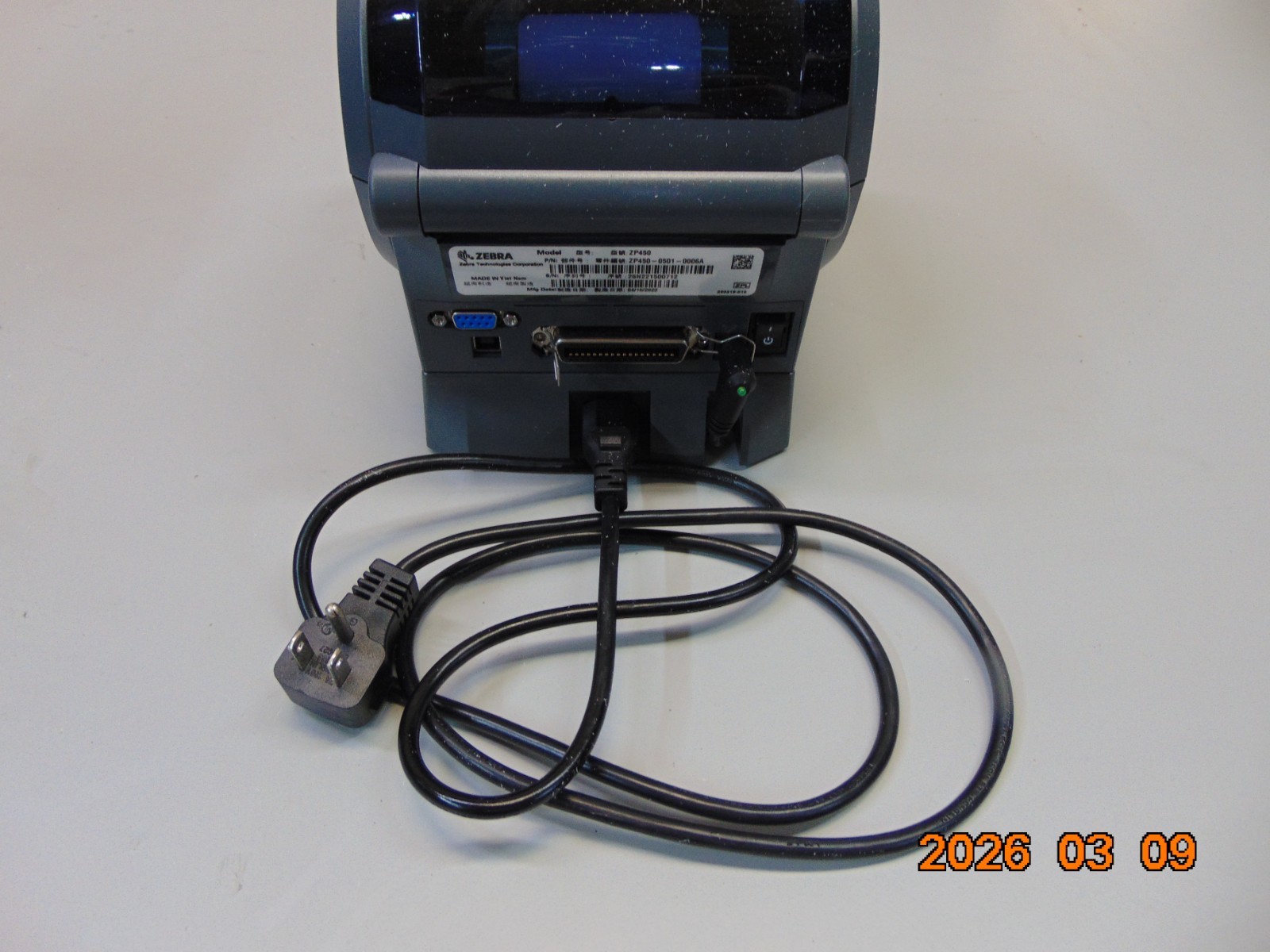 (1) Zebra ZP 450 Ethernet USB Thermal Label Printer ZP450 (ONE)