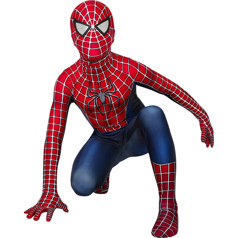 Anime Spider-Man Tobey Maguire Costume Kids Boys Cosplay Jumpsuit + Mask