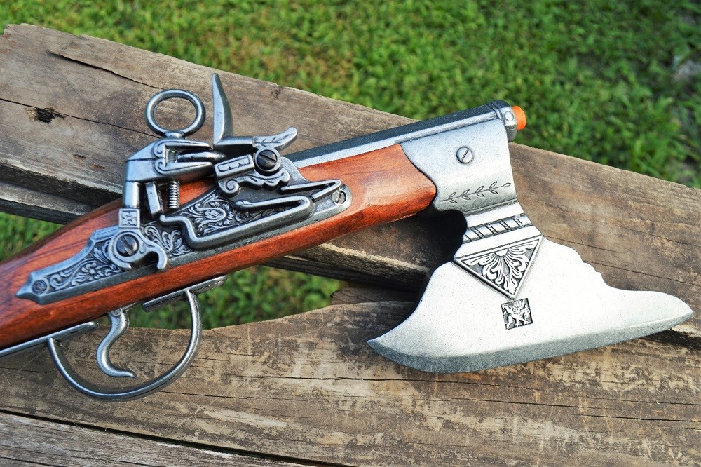 German 17th Century Flintlock Pistol Axe Combination - Pirate - Denix Replica