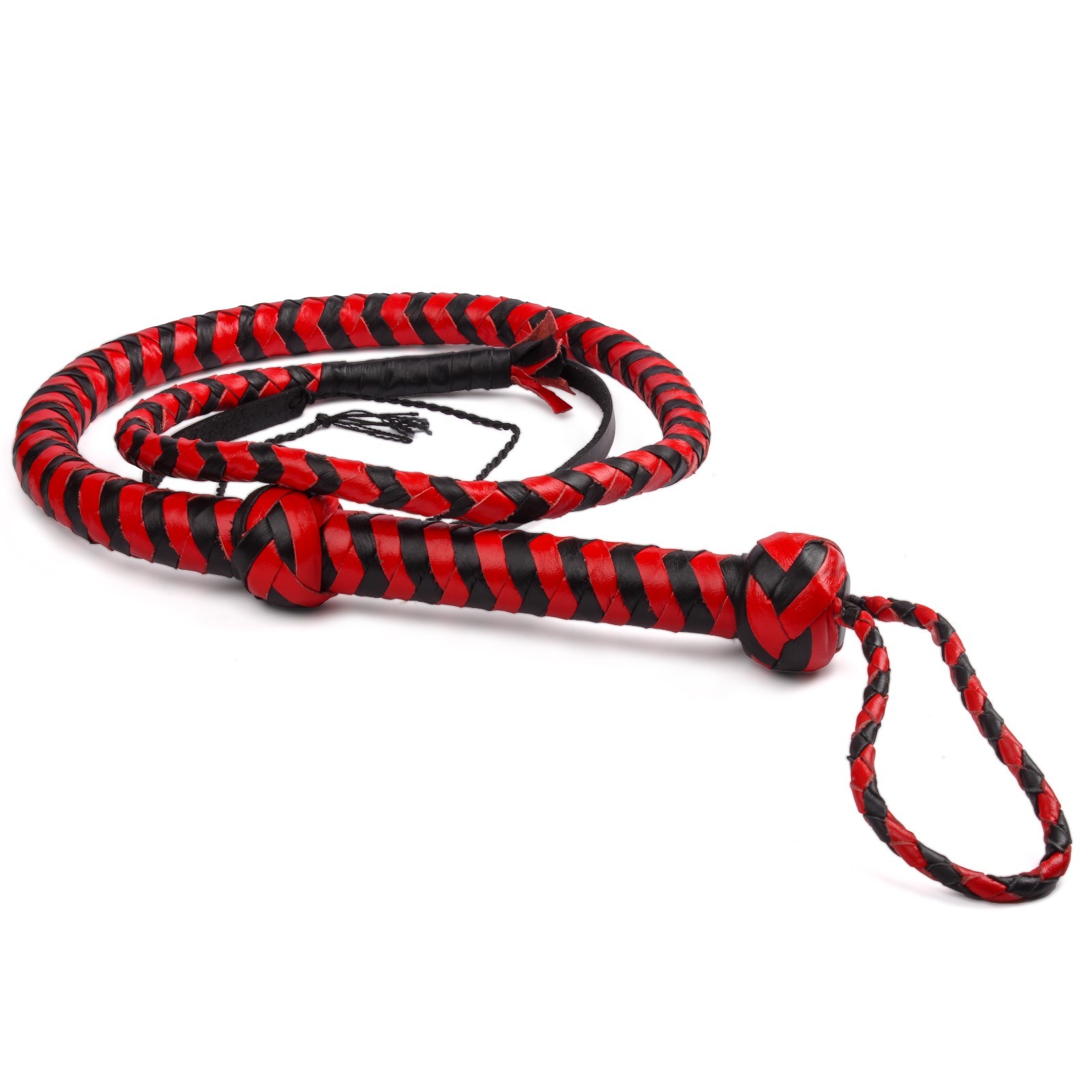 Indiana Jones Genuine Leather Red/Black 6 Ft, 8 Ft Bull Whip