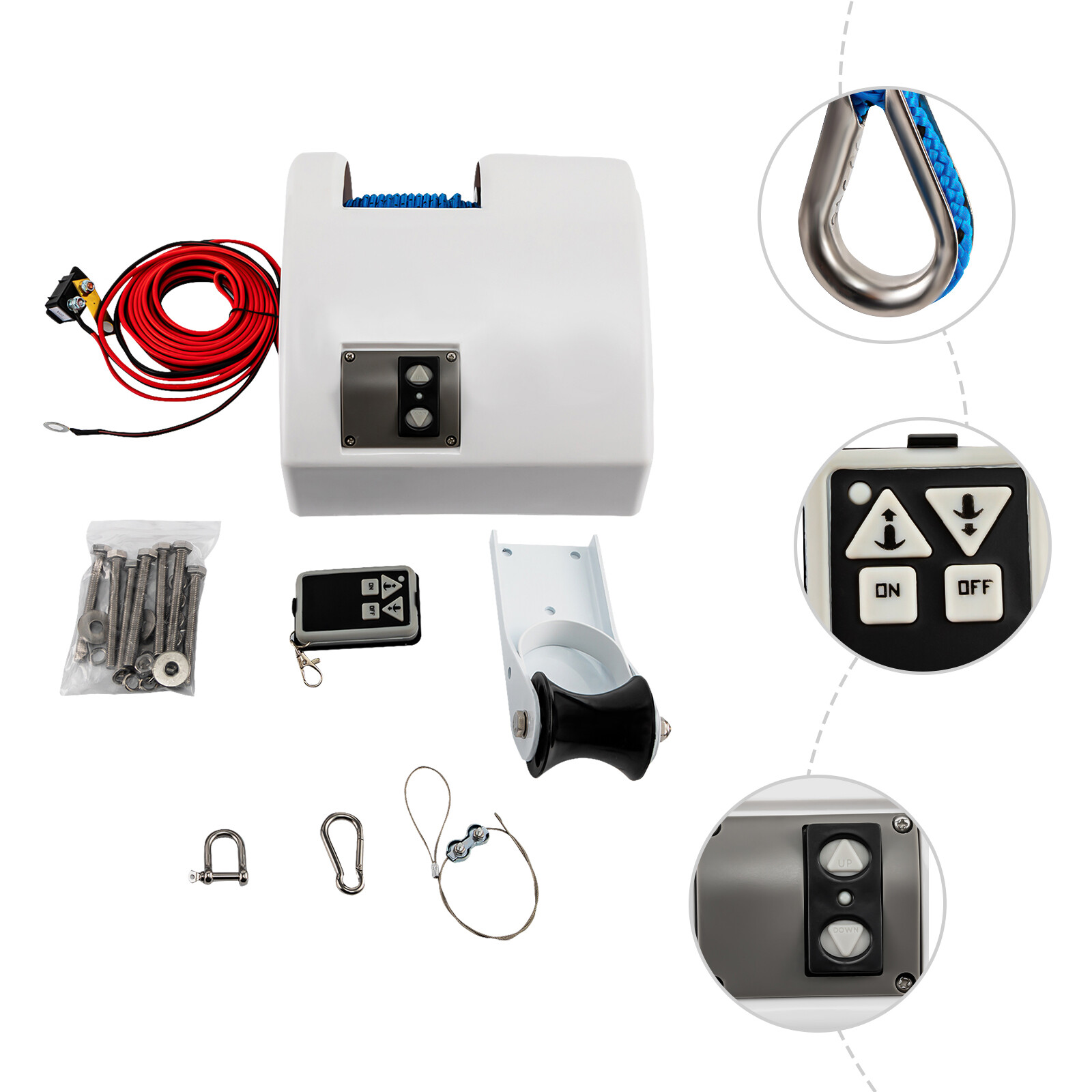 45 LBS Free Fall Saltwater Marine Boat Electric Anchor Winch W/ Wireless Remote