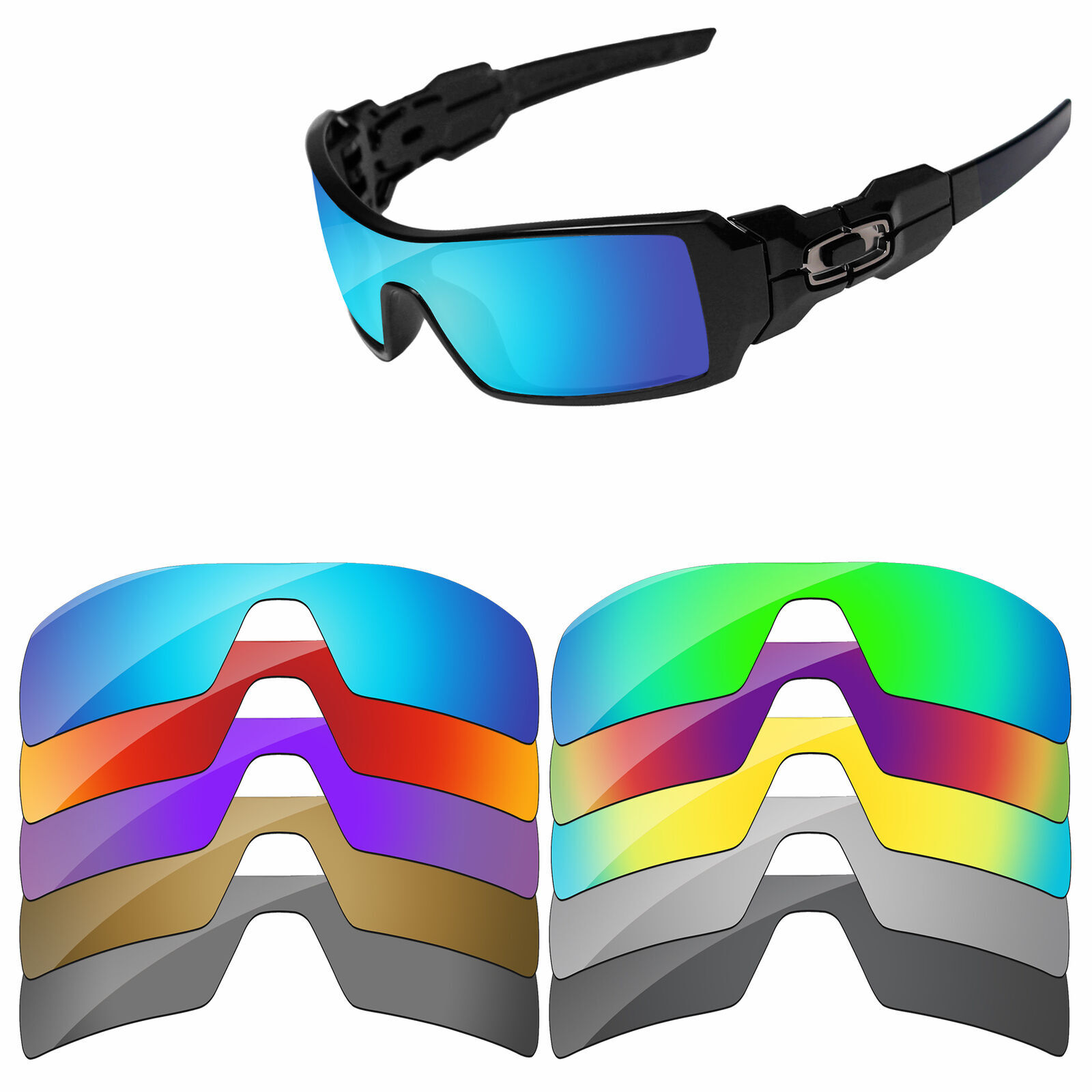 Lenslog Polarized Replacement LensesFor-Oakley Oil Rig Sunglasses Multi-Option