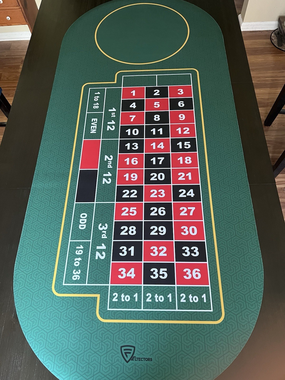 Feltectors Custom Made No Zero Roulette Table Neoprene Mat 73x31.5" w/ Carry Bag