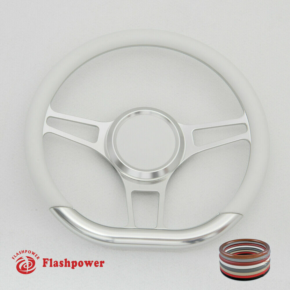 14" D Type Billet Steering Wheel Red Half Wrap Chevy Ididit FlamingRiver