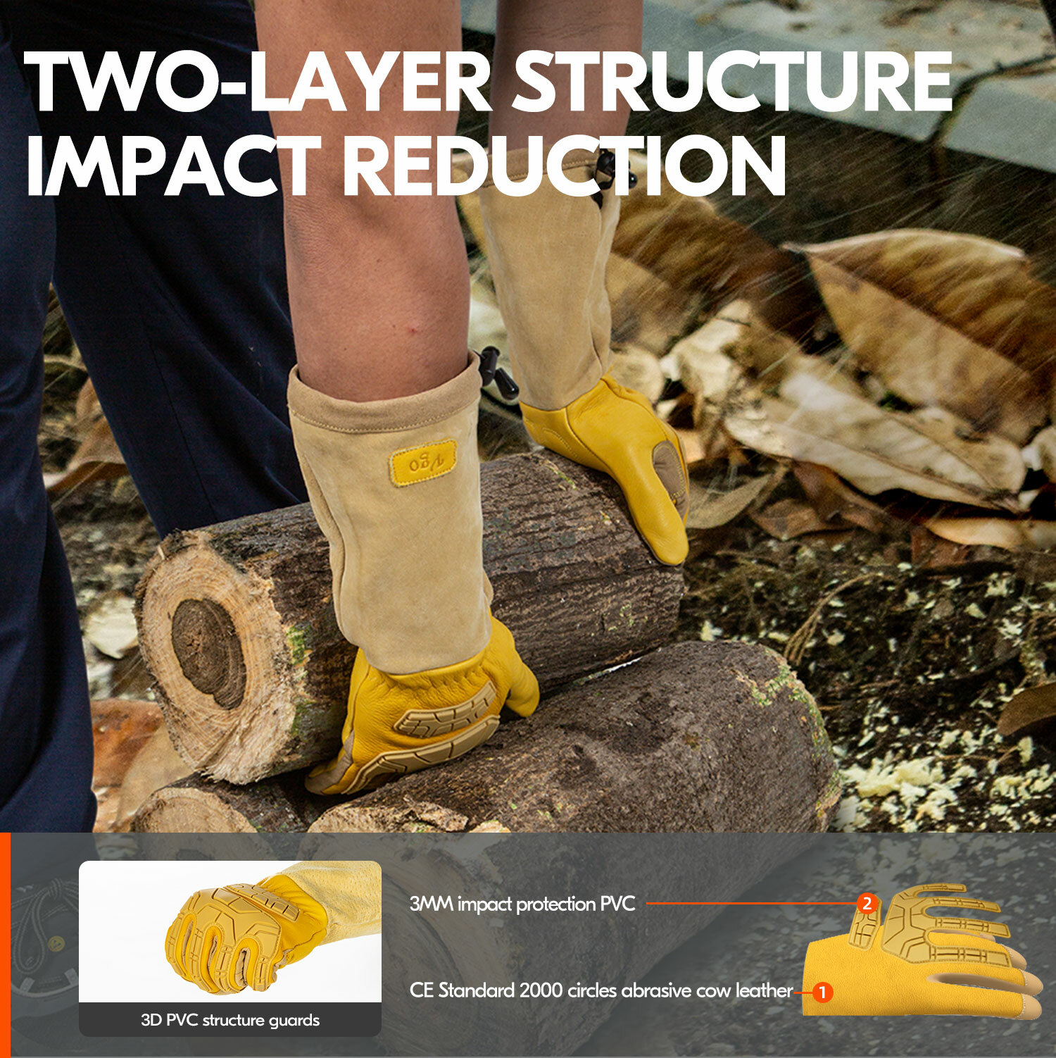 Vgo 1Pair Extra-Long Cuff Gardening Gloves, Puncture-proof Work Gloves(CA9659)