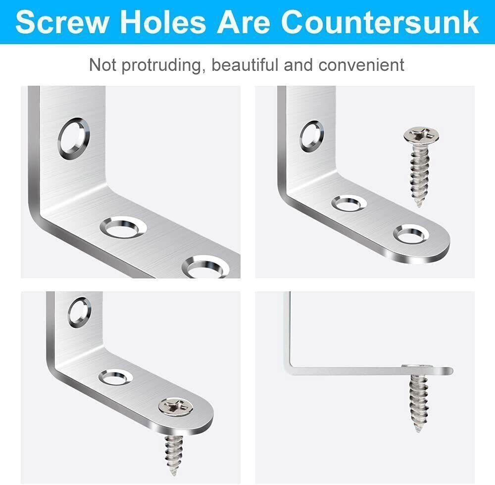 Stainless Steel L-Shaped Bracket Corner Brace 1.5in 90 Degree Angle Corner Lot
