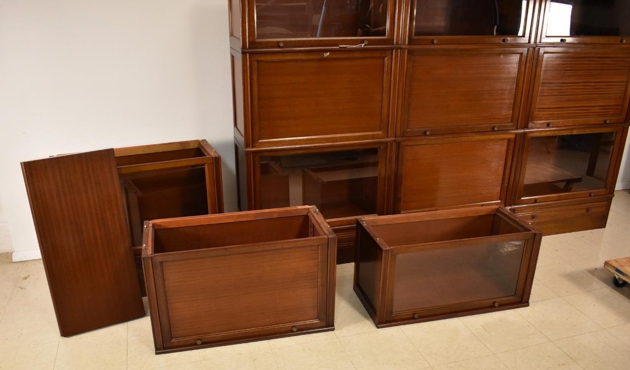 Antique Mahogany Barrister Bookcase Wall Unit Circa 1910