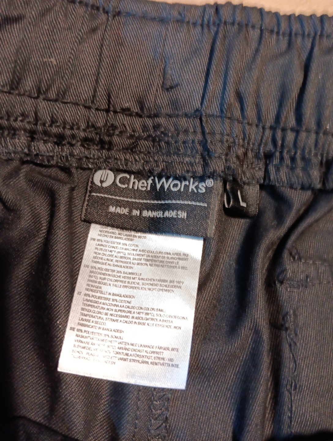Chef Works Womens L Cargo Chef Pants Black Straight Leg Pull On CP-WO-BLK-L NWT