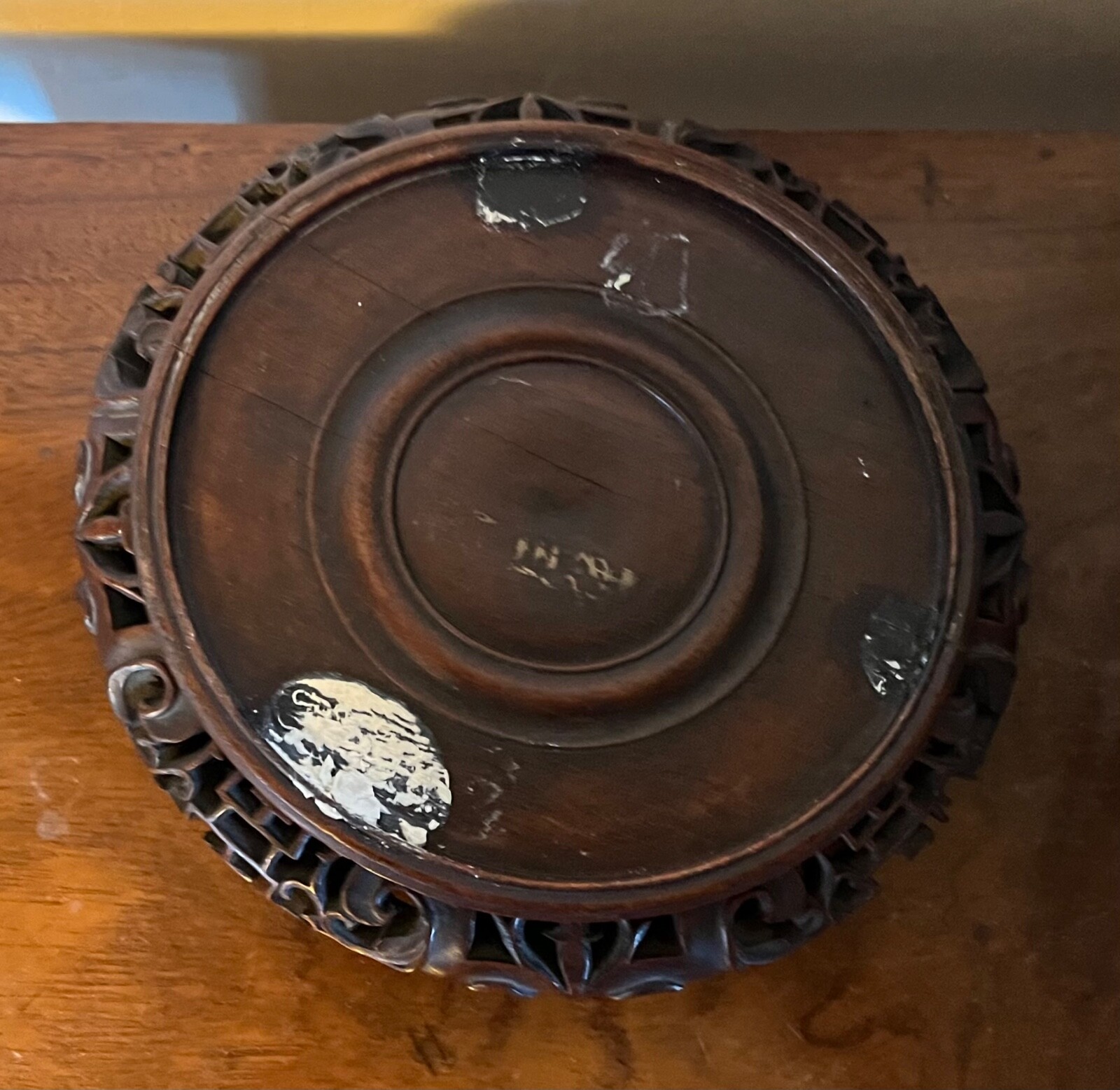 Chinese Carved Wood Display Stand for Kangxi Porcelain Vase or Lamp Base Censer