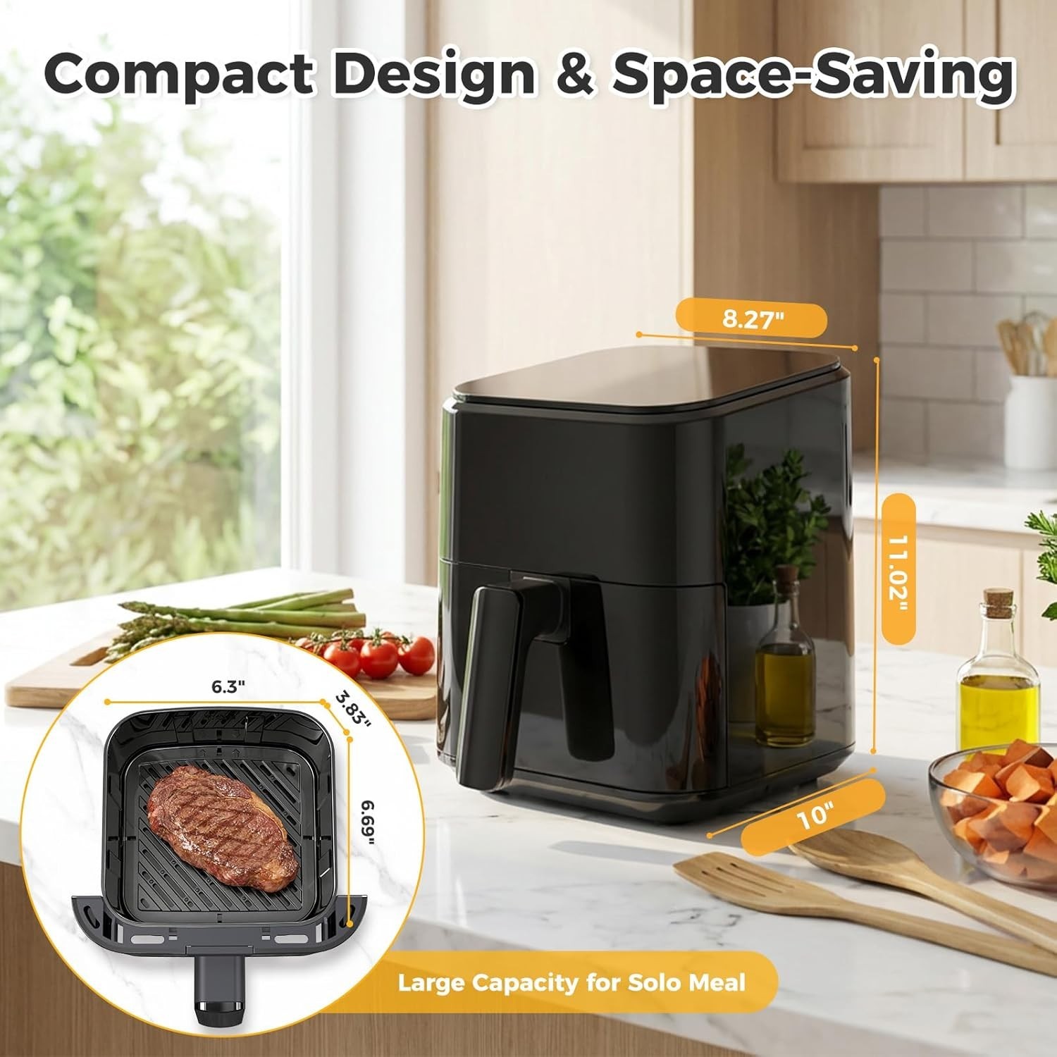 Home Eastwest 3QT Air Fryer,Small Air Fryer w/Digital PP Touch Panel,160℉- 400℉