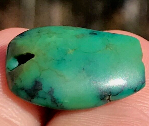 RARE ANTIQUE VERY OLD TIBETAN TURQUOISE BEAD - BEAUTIFUL WORN PATINA!