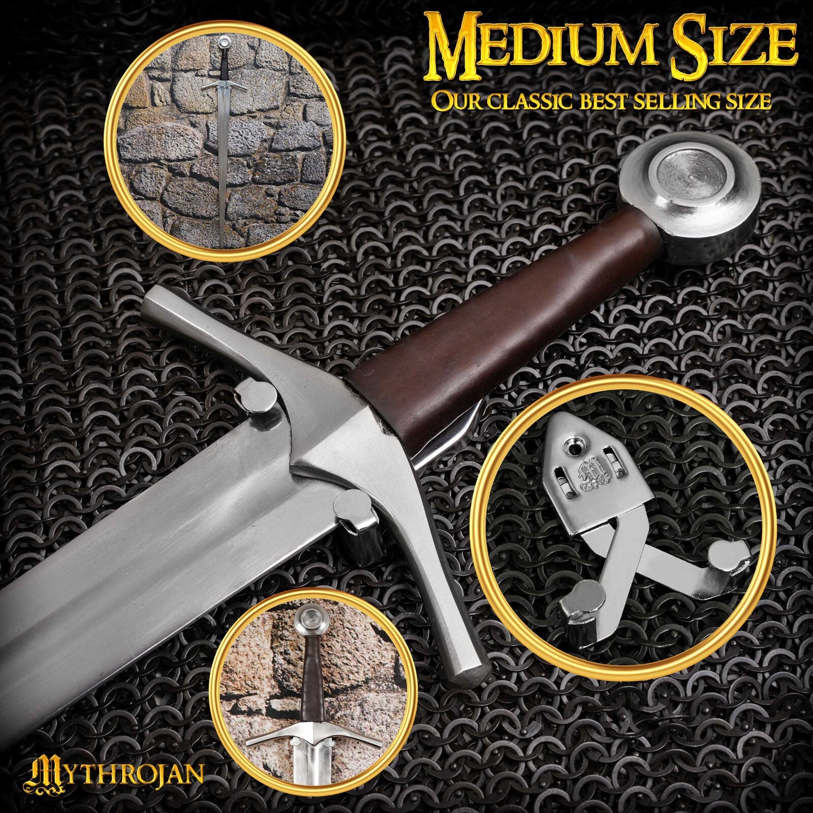 Universal Sword Bowie Knife Dagger Hanger Vertical Wall Mount Holder Set of 2