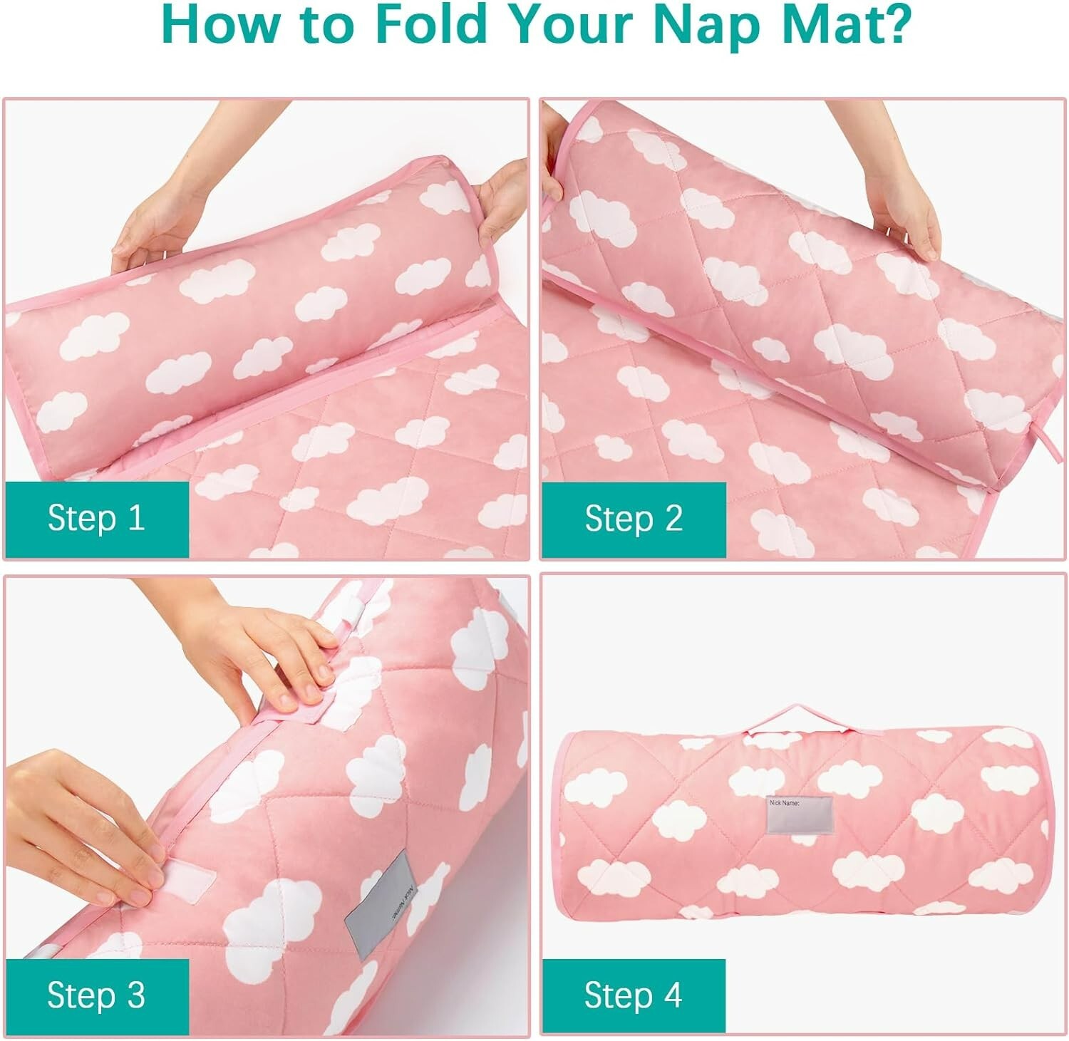 Toddler Nap Mat with Removable Pillow and Blanket Portable Sleeping Bag 52"x23"