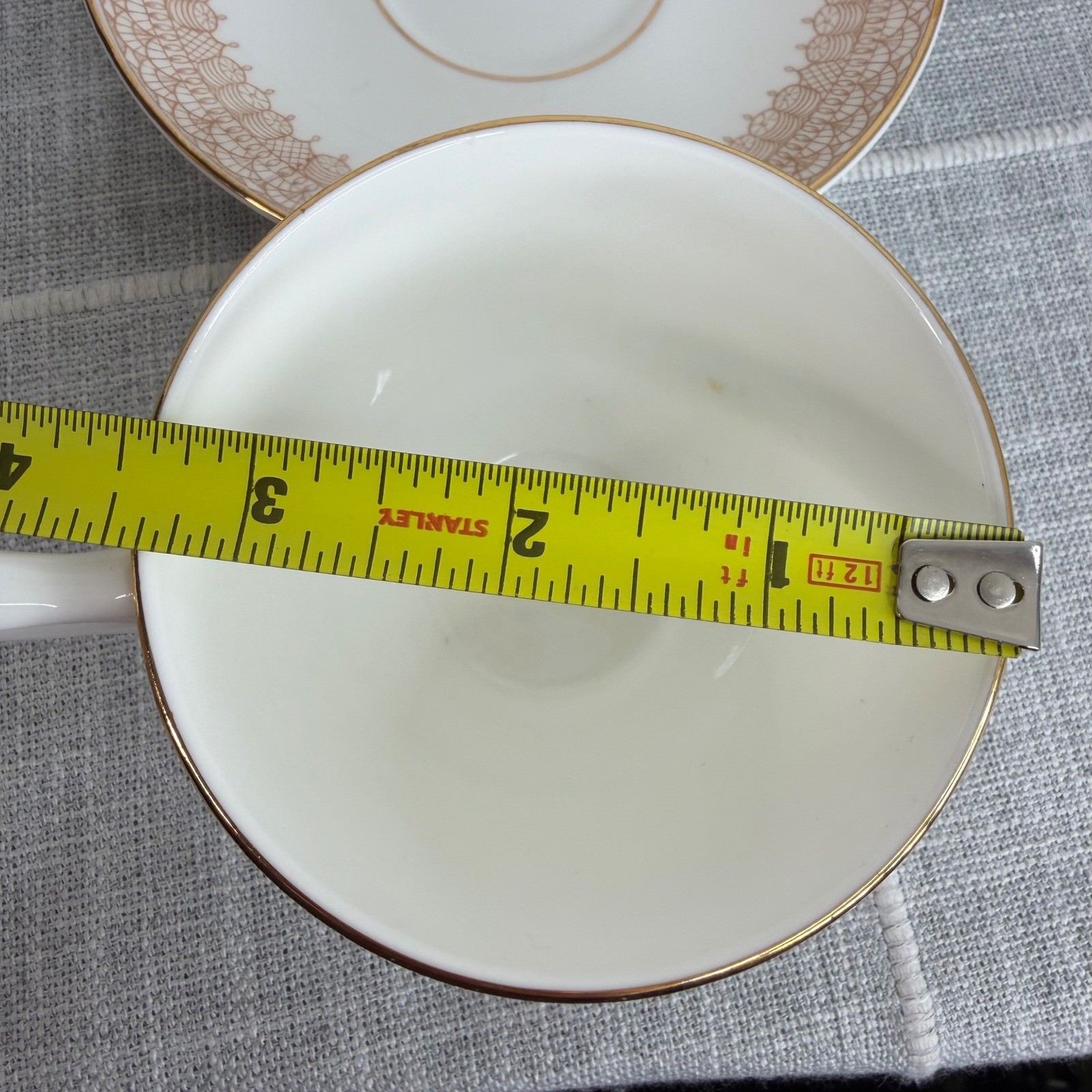 Crown Staffordshire Classic Footed Cup And Saucer Gold Lace White & Gold