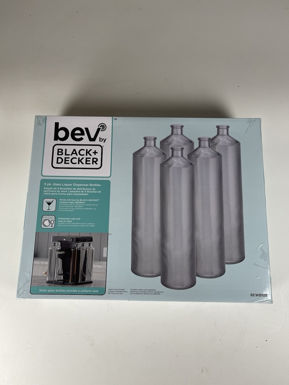 Bev by BLACK+DECKER 5 Pack Glass Cocktail Dispenser Bottles Model BEWB105