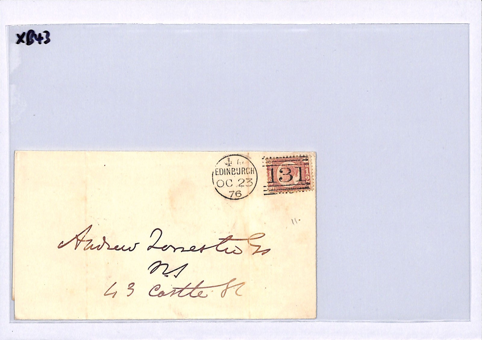 GB QV BANTAM ½d Plate 11 (JO) HALFPENNY Cover Edinburgh Local 1876 Scotland XB43