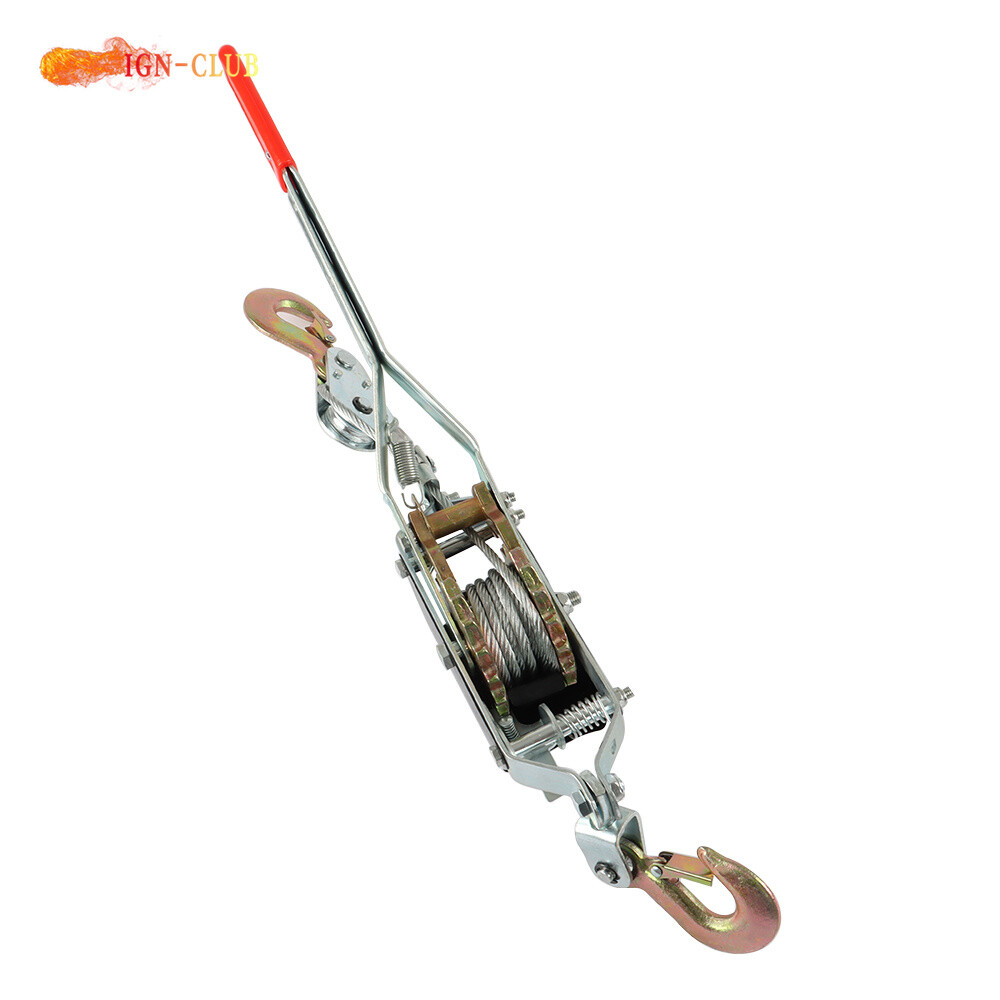 2 Ton Come Along Winch Heavy Duty 2 Hook Steel Cable Dual Gear Power Puller