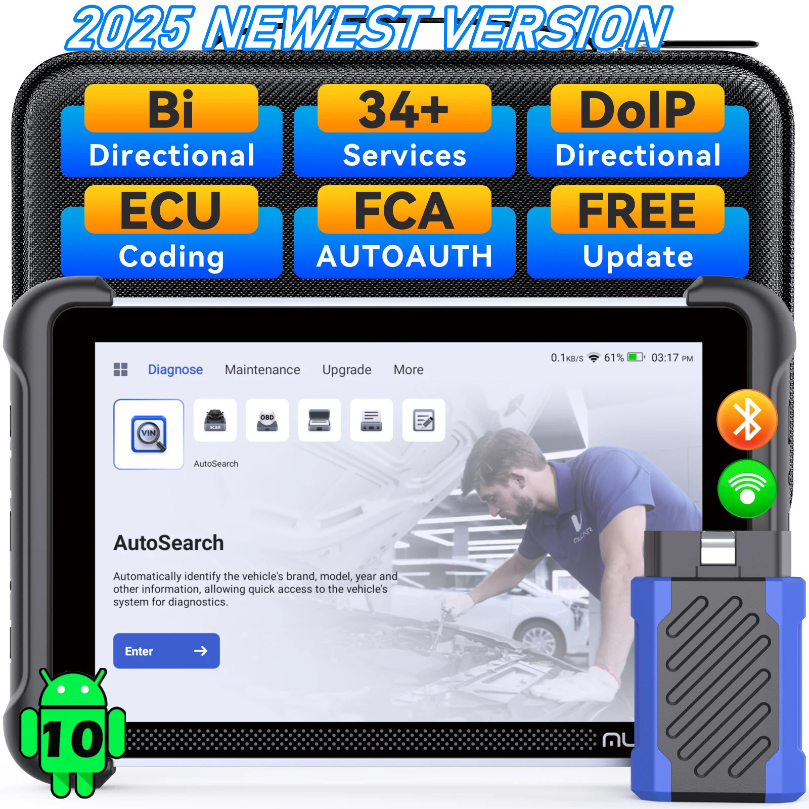 892BT Bidirectional OBD2 Scanner All System Car Diagnostic Tool E.CU Coding FCA